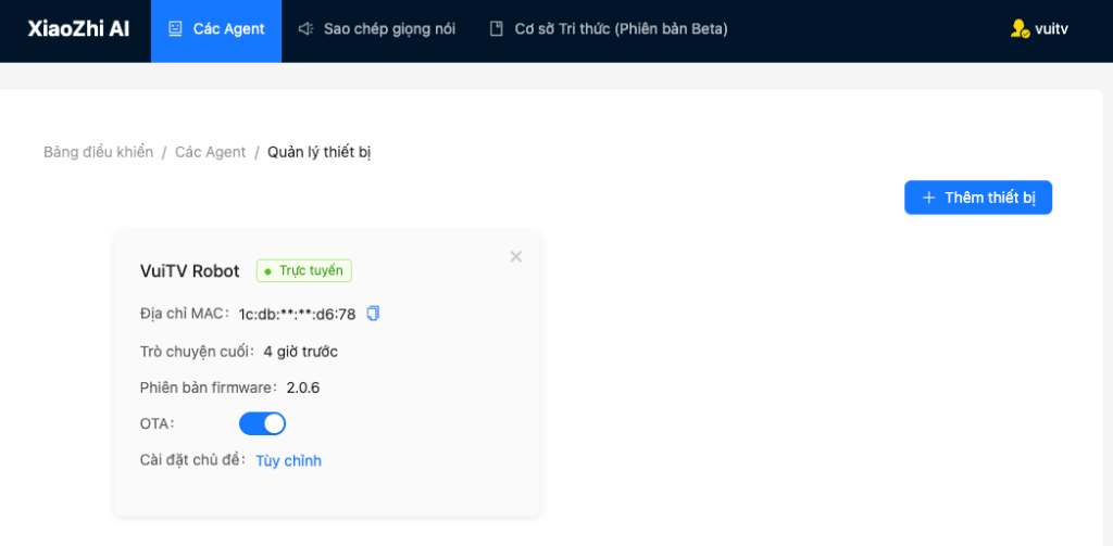 Quản lý thiết bị — Cài đặt chủ đề