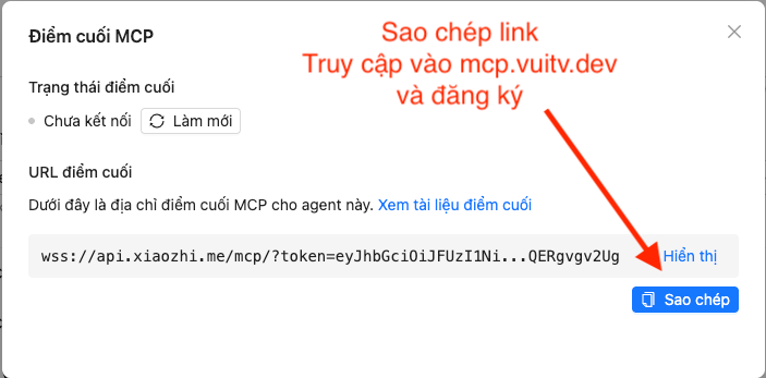Điểm cuối MCP - Copy URL