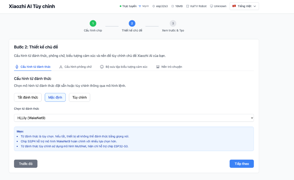 Cấu hình từ đánh thức