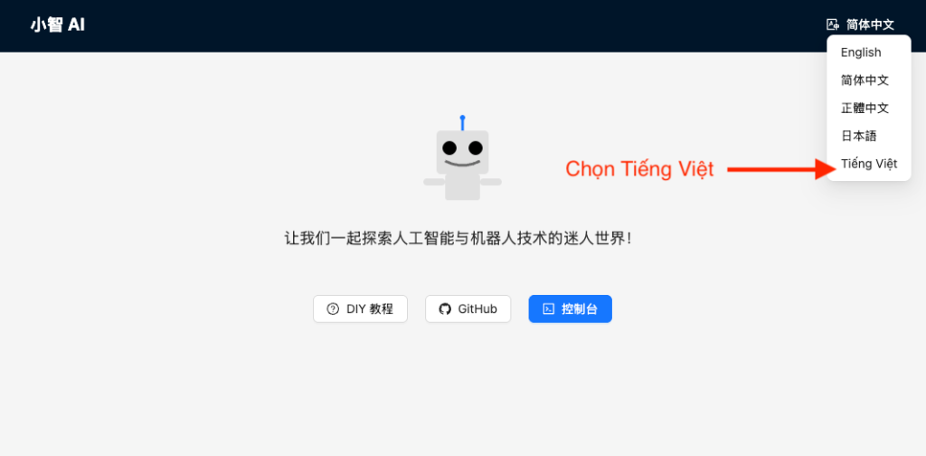 Chọn ngôn ngữ Tiếng Việt