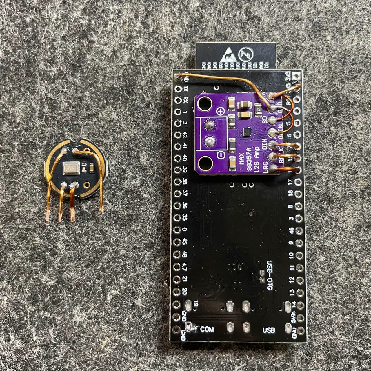 ESP32-S3 đấu module MAX98357A I2S Amp và module audio tròn